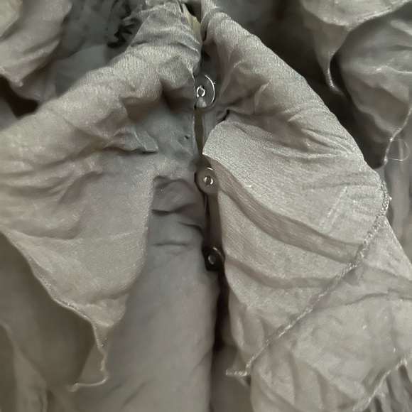 Black tulle ruffled button up shirt - Picture 4 of 5